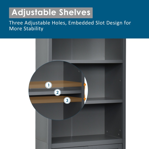 Costway Bookcase Shelving Storage Wooden Cabinet Unit Standing Bookcase W/Doors