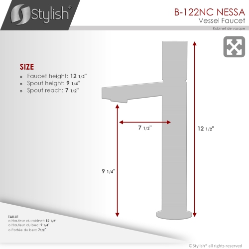 Nessa Single Handle 12 1/2" Matte Black Vessel Bathroom Faucet B-122NC