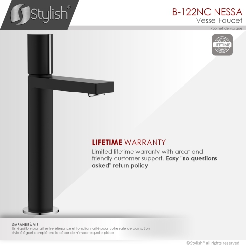 Nessa Single Handle 12 1/2" Matte Black Vessel Bathroom Faucet B-122NC