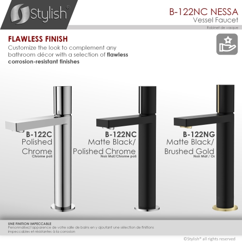 Nessa Single Handle 12 1/2" Matte Black Vessel Bathroom Faucet B-122NC