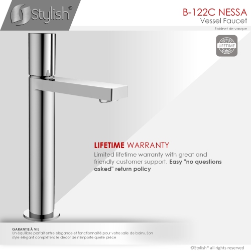 Nessa Single Handle 12 1/2" Polished Chrome Vessel Bathroom Faucet B-122N