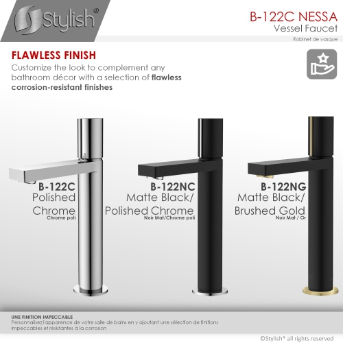 Nessa Single Handle 12 1/2" Polished Chrome Vessel Bathroom Faucet B-122N