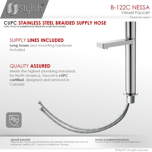 Nessa Single Handle 12 1/2" Polished Chrome Vessel Bathroom Faucet B-122N