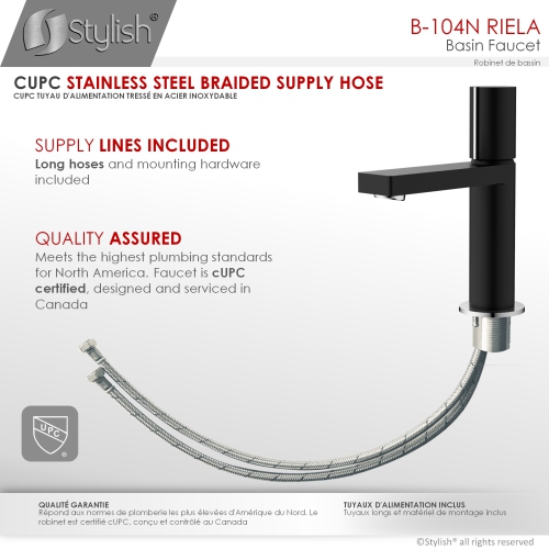 STYLISH Single Handle Modern Bathroom Faucet Basin Sink Faucet, Matte Black Finish B-104NC