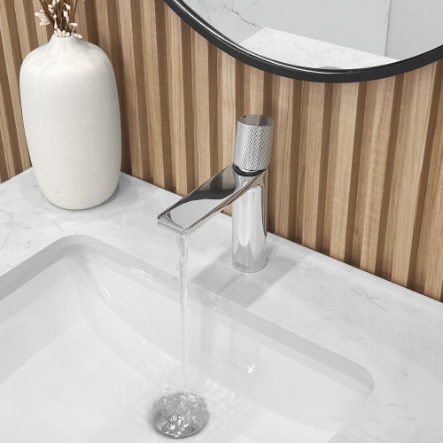 STYLISH Single Handle Modern Bathroom Faucet Basin Sink Faucet, Polished Chrome Finish B-104C