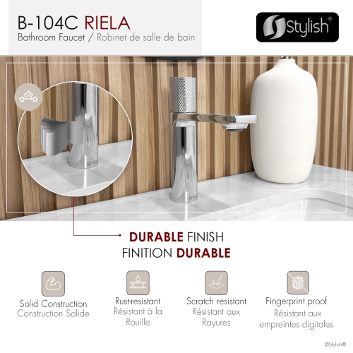STYLISH Single Handle Modern Bathroom Faucet Basin Sink Faucet, Polished Chrome Finish B-104C