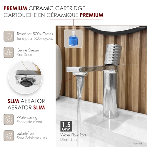 STYLISH Single Handle Modern Bathroom Faucet Basin Sink Faucet, Polished Chrome Finish B-104C