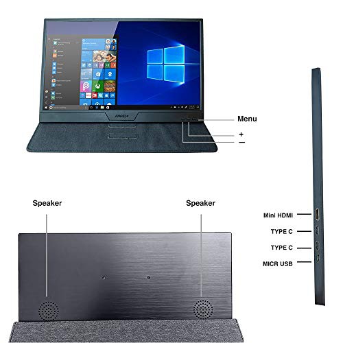 15.6’’ Full HD 1080P USB C and Mini HDMI Computer Gaming Display Monitor with Built-in Speaker and Smart Cover | Support Type C Reverse Charging |
