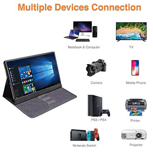 15.6’’ Full HD 1080P USB C and Mini HDMI Computer Gaming Display Monitor with Built-in Speaker and Smart Cover | Support Type C Reverse Charging |