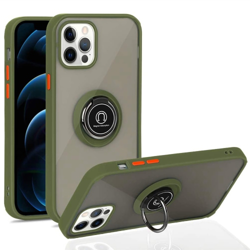 【CSmart personnalisé de personnalisé transparent magnétique hybride avec support à anneau pour iPhone 12 Mini, ArmyGreen