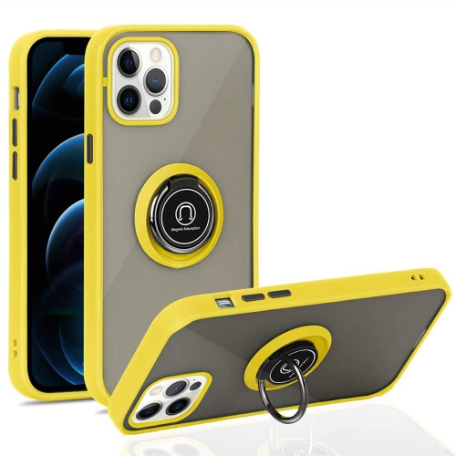 【CSmart personnalisé de personnalisé transparent magnétique hybride avec étui d’armure magnétique et support à anneau pour iPhone 12 Mini, jaune