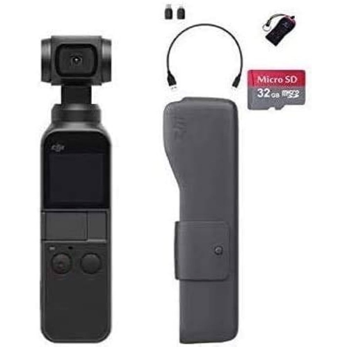 DJI Osmo Pocket 4K Action Camera and Expansion combo Kit -Essential Bundle  - includes Controller Wheel + Wireless Module+ Accessory Mount + 32GB