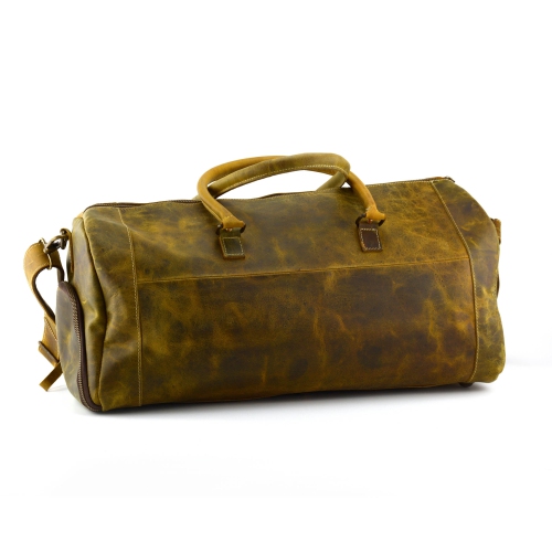 Buff Leather Duffel Bag 20" // Shoes Compartment / Brown