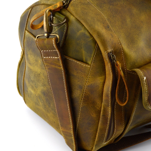Buff Leather Duffel Bag 20" // Shoes Compartment / Brown