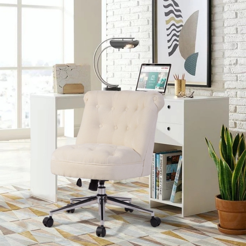 FurnitureR Task Chair Office Chair Mid Back Adjustable Height 360 Degree Swivel Fabric Upholstery with Soft Padded Seat with Metal Legs Winter Warm
