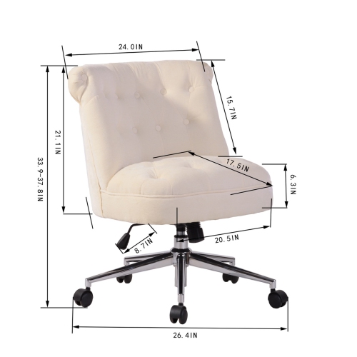 FurnitureR Task Chair Office Chair Mid Back Adjustable Height 360 Degree Swivel Fabric Upholstery with Soft Padded Seat with Metal Legs Winter Warm
