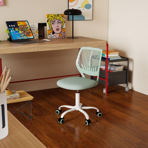 HOMY CASA  Office Task Chair Mid Back Adjustable 360 Degree Swivel Soft Velvet Uphosltery With Metal Legs (Cactus)