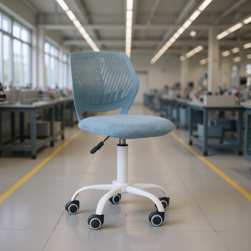 HOMY CASA  Task Chair Office Chair Mid-Back Wood Armchair Adjustable Height Swivel Comfortable Soft Fabric/pu Uphosltery Seat Home Office Furniture