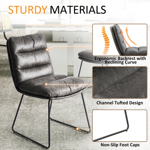 HOMY CASA Task Office Chair Desk Chair Adjustable Height 360 Degree Swivel Faux Leather Fabric Armless for Home Office