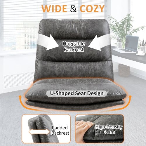 HOMY CASA Task Office Chair Desk Chair Adjustable Height 360 Degree Swivel Faux Leather Fabric Armless for Home Office