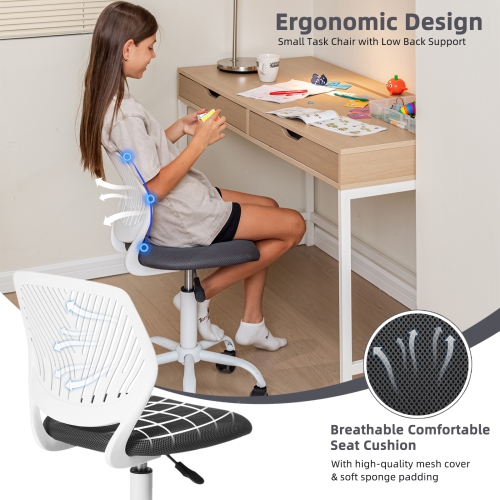 HOMY CASA Task Chair Office Chair Mid-Back Wood Armchair Adjustable ...