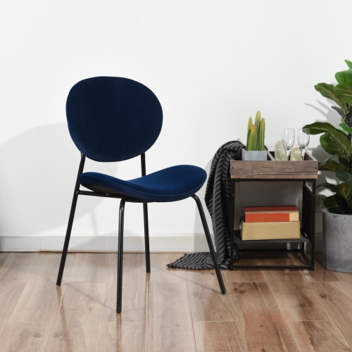 FurnitureR Set of 4 Dining Chairs Velvet Side Chairs Mid-Back Mid-Century Style for Dining Room