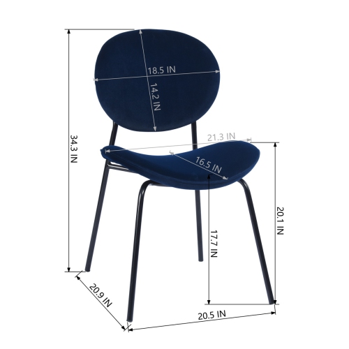 FurnitureR Set of 4 Dining Chairs Velvet Side Chairs Mid-Back Mid-Century Style for Dining Room