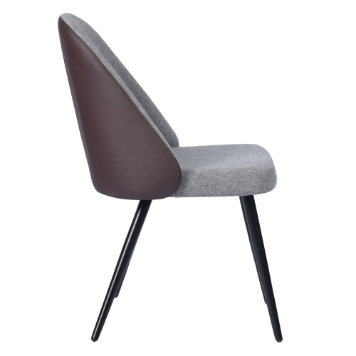 HOMY CASA Modern Dinning Chairs Mid Back Side Chair Armless Soft Grey Fabric Upholstery Seat PU Back with Metal Legs for Dining Room,Set of 2