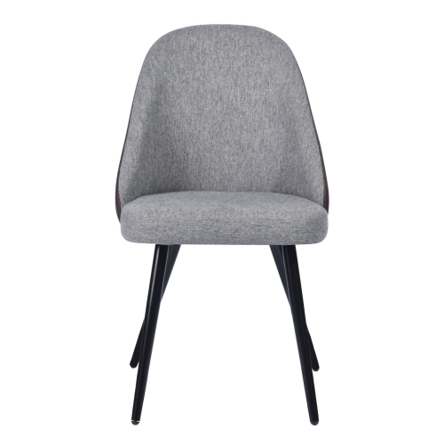 HOMY CASA Modern Dinning Chairs Mid Back Side Chair Armless Soft Grey Fabric Upholstery Seat PU Back with Metal Legs for Dining Room,Set of 2