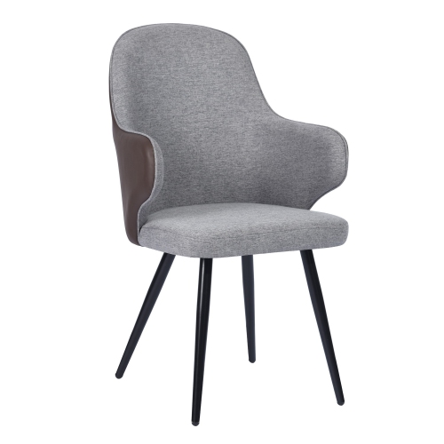 Ensemble de 2 chaises de salle à manger modernes avec accoudoirs rembourrés en tissu FurnitureR, gris