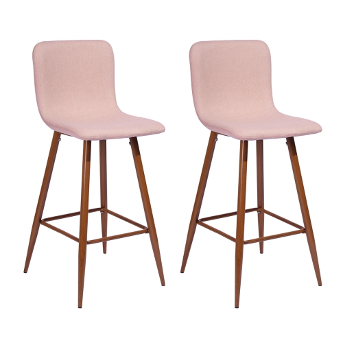 HOMY CASA Modren 26 Inch Counter Height Bar Stools Set of 2, Counter Stools for Kitchen Counter, Pink Bar Stools with Back , Metal Frame, Kitchen