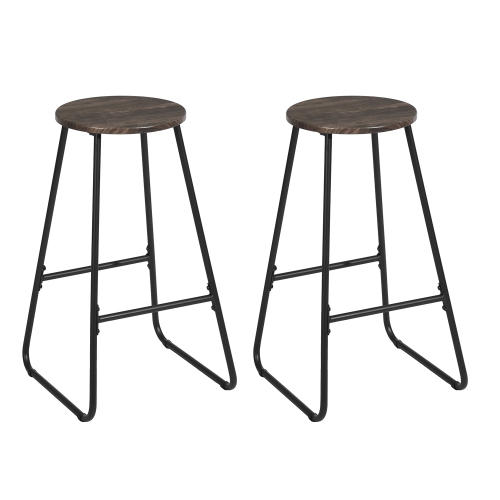 HOMY CASA 26.8 Inch Counter Height Bar Stools Set of 2 , Armless Bar Stools MDF Seat with Metal Legs for Dining Room Kithchen Bar, Brown