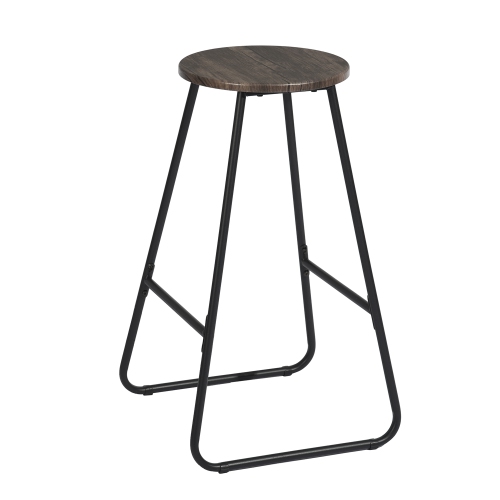 FurnitureR 26.8 Inch Counter Height Bar Stools Set of 2 , Armless Bar Stools MDF Seat with Metal Legs for Dining Room Kithchen Bar, Oak