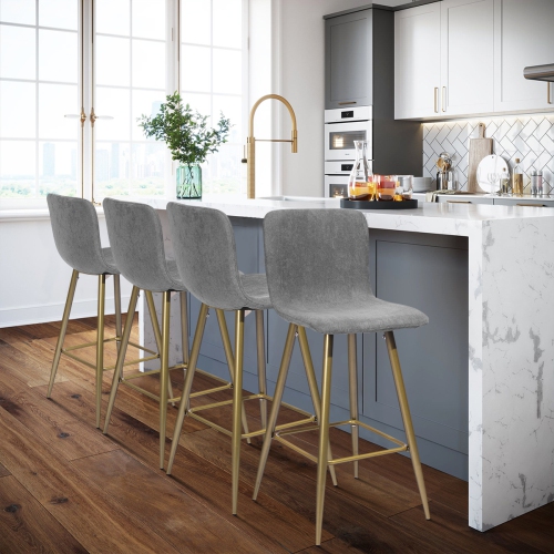 FurnitureR Ensemble de 2 tabourets de bar de style industriel Meubles de bar avec siège en tissu et pieds en métal à dossier moyen pour cuisine et