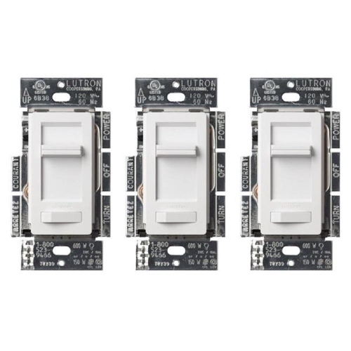 LUTRON  Electronics 3 Pack Dimmers Lecl-153P-Wh-3-C Lumea Cl Dimmers Switch, Best Dimming Performance for Led Bulbs In White