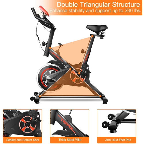 Vélo stationnaire robuste Carbon-Steel avec écran ACL, siège