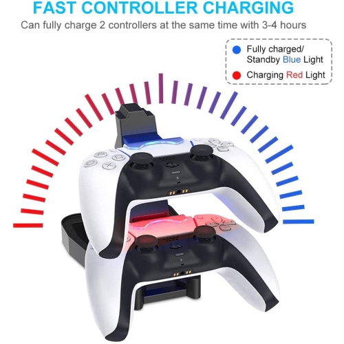 Chargeur double pour manettes PS5 de Sony, PlayStation 5 socle de chargement et station d’accueil chargement pour manette DualSense, station de