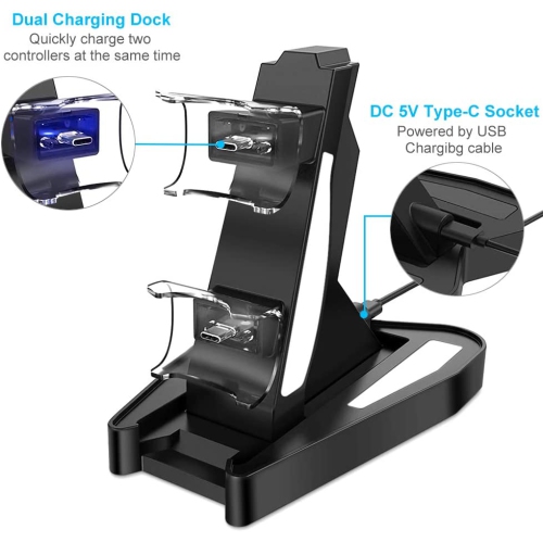 Chargeur double pour manettes PS5 de Sony, PlayStation 5 socle de chargement et station d’accueil chargement pour manette DualSense, station de