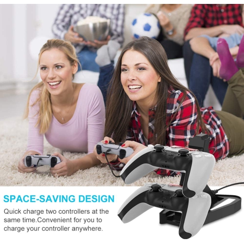 Chargeur double pour manettes PS5 de Sony, PlayStation 5 socle de chargement et station d’accueil chargement pour manette DualSense, station de
