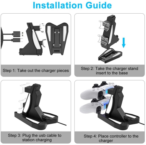 Chargeur double pour manettes PS5 de Sony, PlayStation 5 socle de chargement et station d’accueil chargement pour manette DualSense, station de