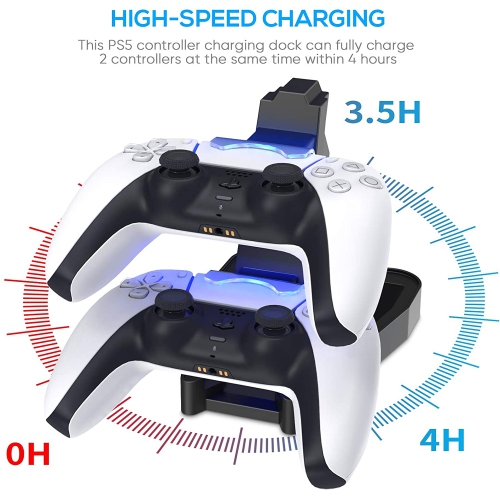 Chargeur double pour manettes PS5 de Sony, PlayStation 5 socle de chargement et station d’accueil chargement pour manette DualSense, station de