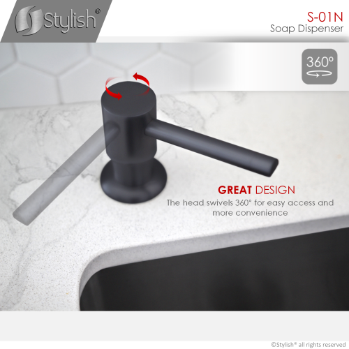 STYLISH Pull Down Kitchen Faucet + Soap Dispenser - Matte Black Finish