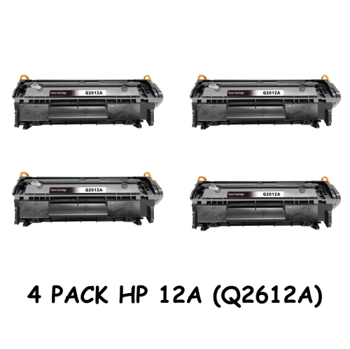 Bestoner™ 4 PK HP 12A/2612a/12a/q2612/hp12a Black Toner Cartridge 1012/1018/1020/1022/3015/3020/3030/3050/3052/3055