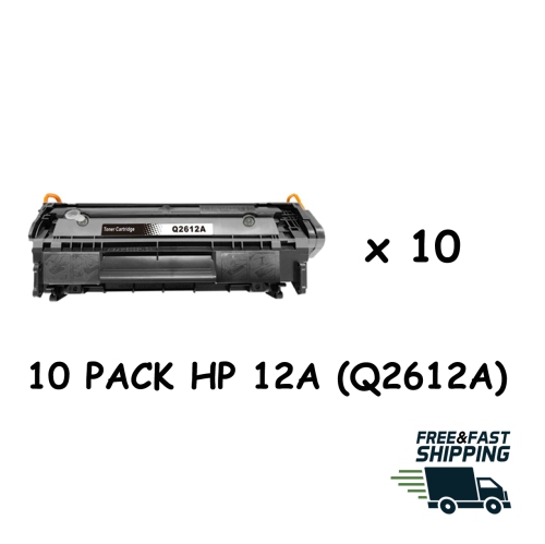 BESTONER  10 Pack HP 12A (Q2612A)/2612A/12A/q2612/hp12A Toner Cartridge 1012/1018/1020/1022/3015/3020/3030/3050/3052/3055 In Black