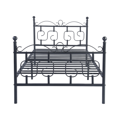 FurnitureR Black Twin Size,Mattress Foundation Bed Frames with Special Headboard and Footboard Sturdy Metal Platform Frame Assemble Easily Mattress