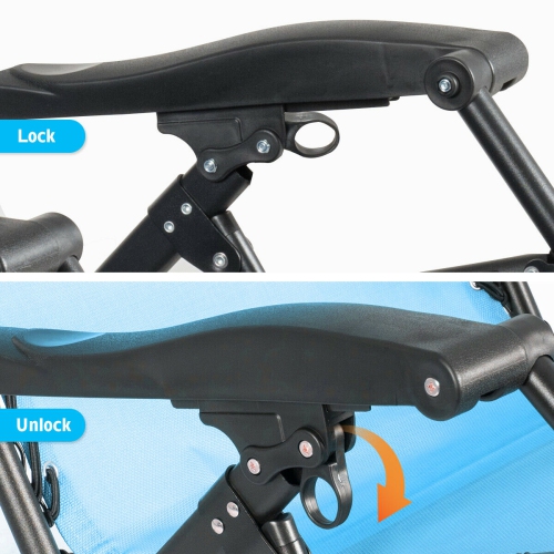 Gymax 2PCS Folding Zero weighted Lounge Chair Recliner w/ Cup Holder Pillow