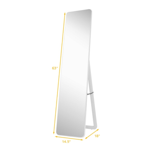Gymax Full Length Floor Mirror Frameless Wall Mounted Mirror Bedroom Bathroom White