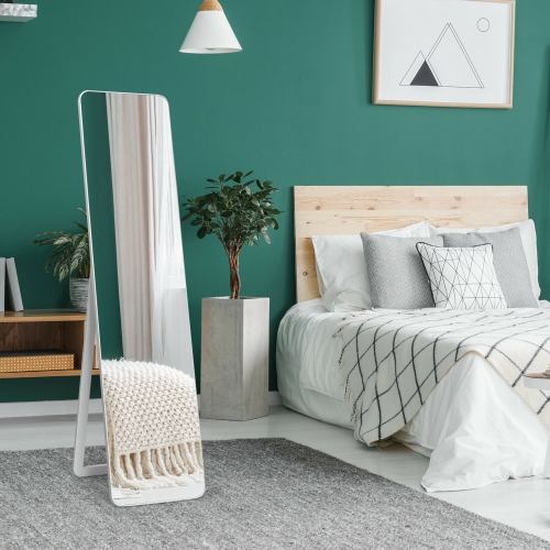 Gymax Full Length Floor Mirror Frameless Wall Mounted Mirror Bedroom Bathroom White