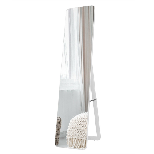 Gymax Full Length Floor Mirror Frameless Wall Mounted Mirror Bedroom Bathroom White