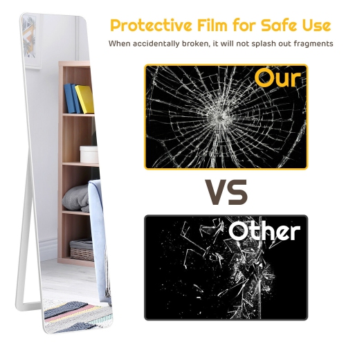 Gymax Full Length Floor Mirror Frameless Wall Mounted Mirror Bedroom Bathroom White